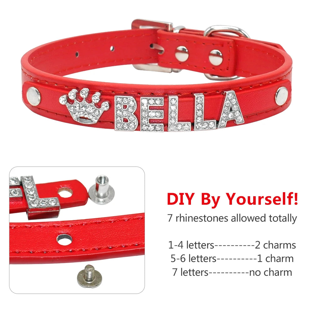 Personalized Bling Rhinestone Puppy Dog Collars