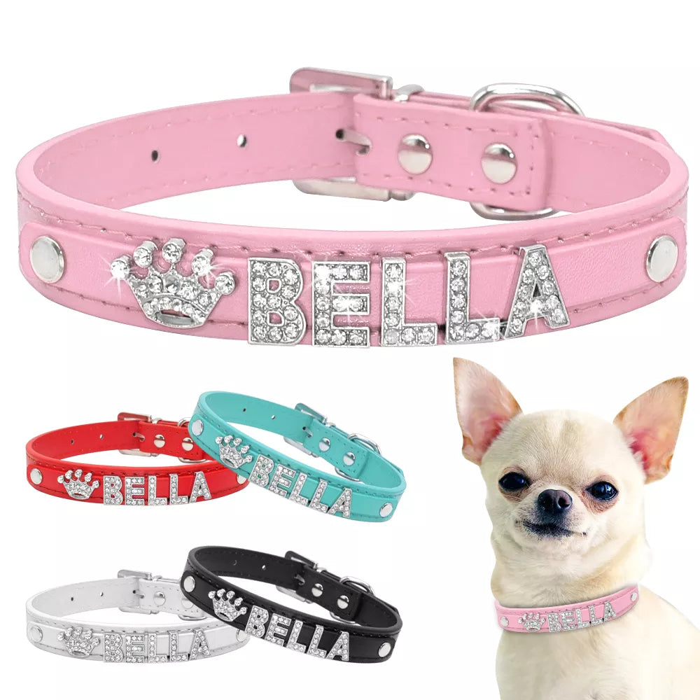 Personalized Bling Rhinestone Puppy Dog Collars